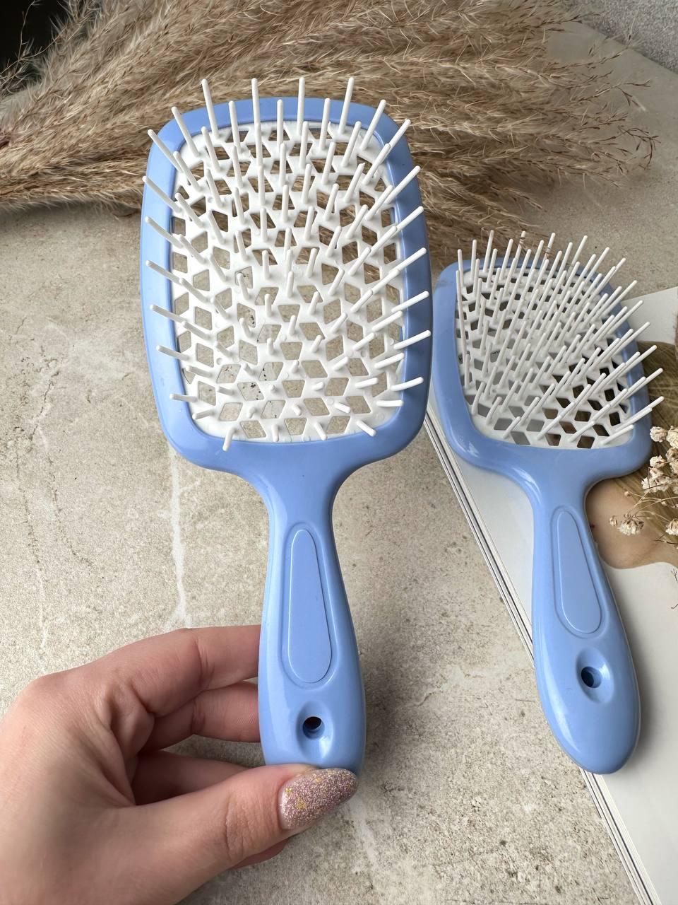 Гребінець для волосся Блакитний з білим "Super Brush" в пакеті, фото 1