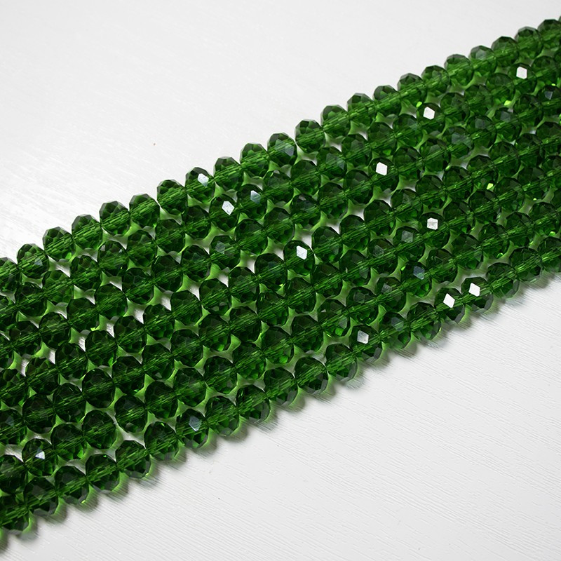Намистини (нитка), "чеське скло" 6 мм зелені темні