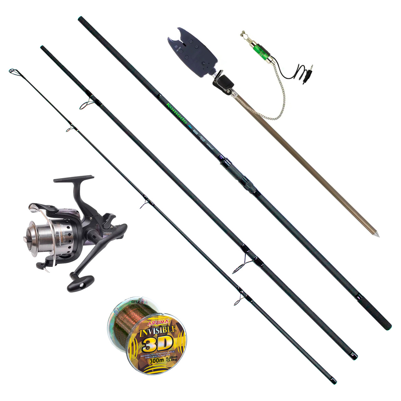 Карповий набір Feima Komodo Вудлище 3,60м Flagman Magnum 6000 Лісочка 300м