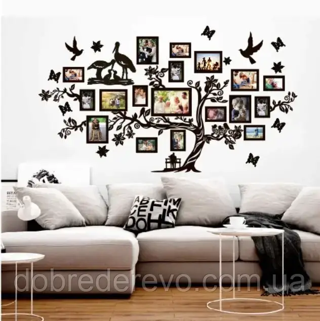 Сімейне дерево Storks на 13 фото рамок, родинне дерево на стіну з фото рамками Лелеки 2
