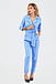 Молодіжний стильний брючний комбінезон з запахом по верху, блакитний, фото 3