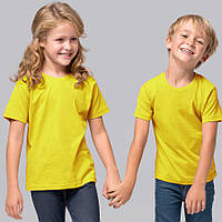 Детская футболка JHK, базовая, однотонная, для мальчика или девочки, желтая, размер 98, на 3/4 года