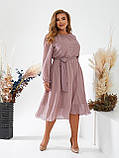 Легка жіноча шифонова сукня з довгими рукавами Розміри 48, 50, 52, 54, 56, 58, фото 6