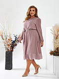 Легка жіноча шифонова сукня з довгими рукавами Розміри 48, 50, 52, 54, 56, 58, фото 3