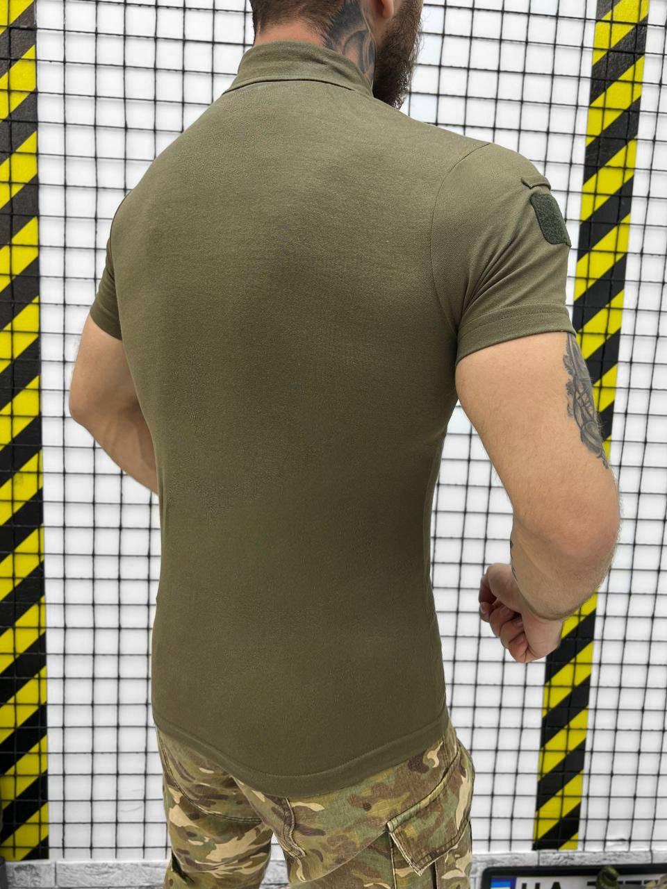 Мужская футболка МЕТАМ олива, тактическая футболка приталенного кроя с липучками под шевроны - фото 4 - id-p2098534393