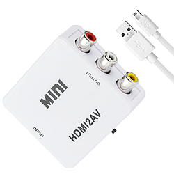 Конвертер HDMI в AV (RCA), 1080P / Перехідник відеосигналу HDMI to AV / Відео-перетворювач HDMI-AV