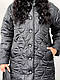 Жіноче стьобане демісезонне пальто-міді з капюшоном, фото 4