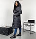 Жіноче стьобане демісезонне пальто-міді з капюшоном, фото 5