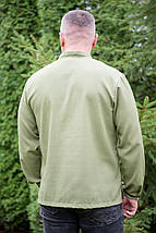 Чоловіча вишиванка кольору хакі з патріотичною вишивкою військової техніки та застібкою на ґудзиках M–5XL, фото 4