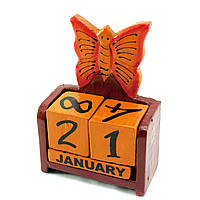 Вечный календарь "Бабочка" дерево коричневая (15х10х5 см)