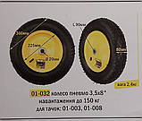 Колесо на тачку садово-будівельне пневмо Budmonster 3.5х8 о/d=20 мм d = 36 см втулка 90 мм, фото 7