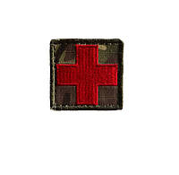 Шеврон, патч, эмблема нарукавная, на аптечку, Крест цвет красный, на липучке размер 4,5*4,5 см Красный