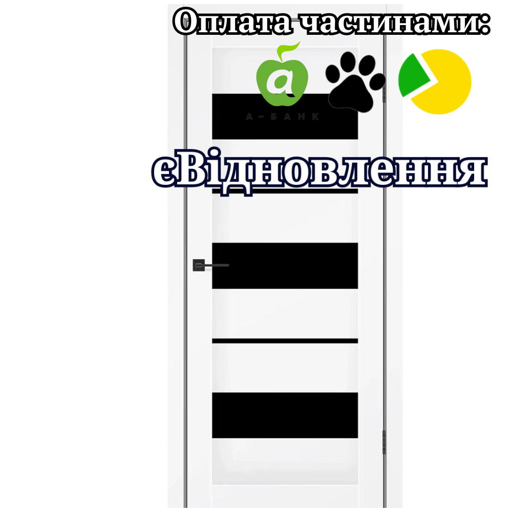 Двері Flora Сніжний мат екошпон зі склом Чорний