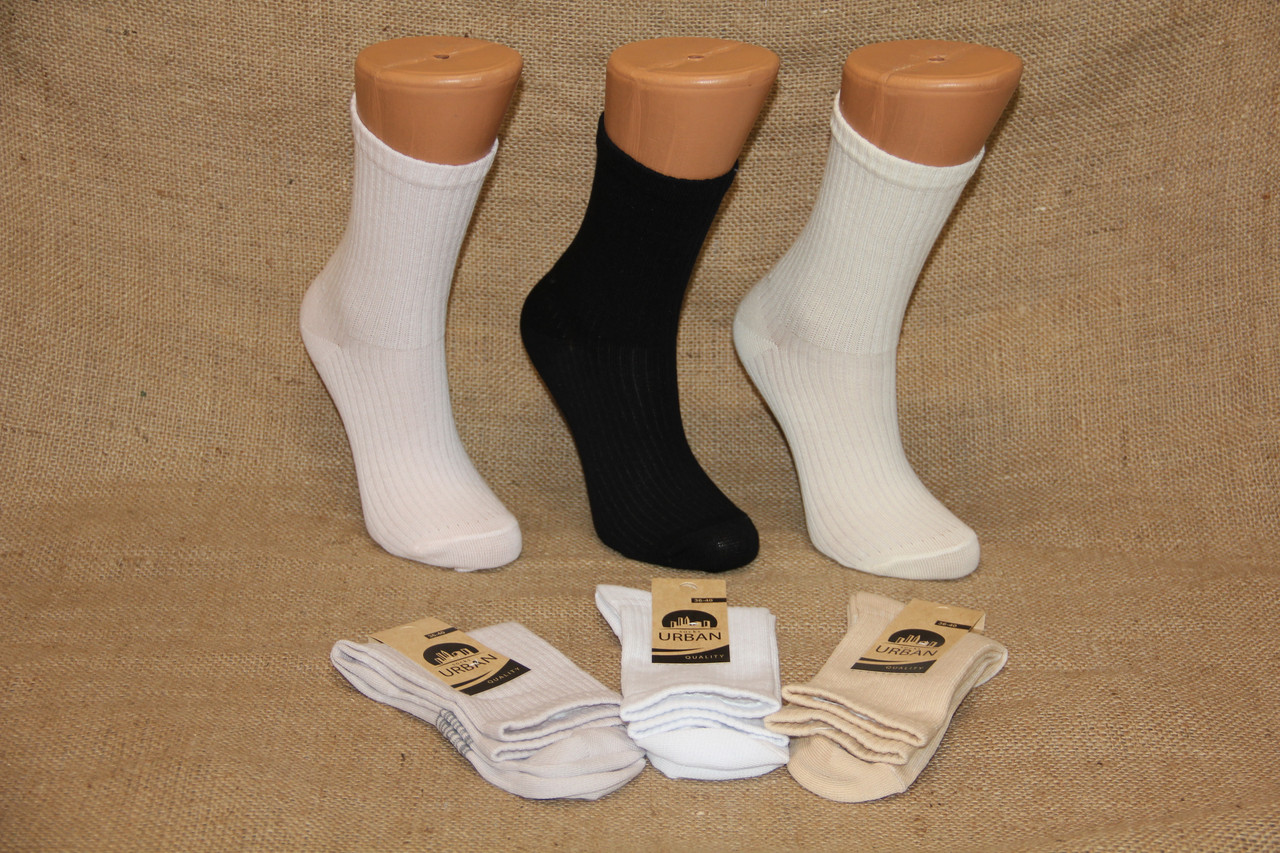 Жіночі шкарпетки середні ТЕННІС у рубчик 18-19 см НЛ 36-40 асорті