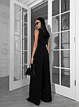 Костюм чорний жіночий жилет і штани палаццо широкі, фото 7