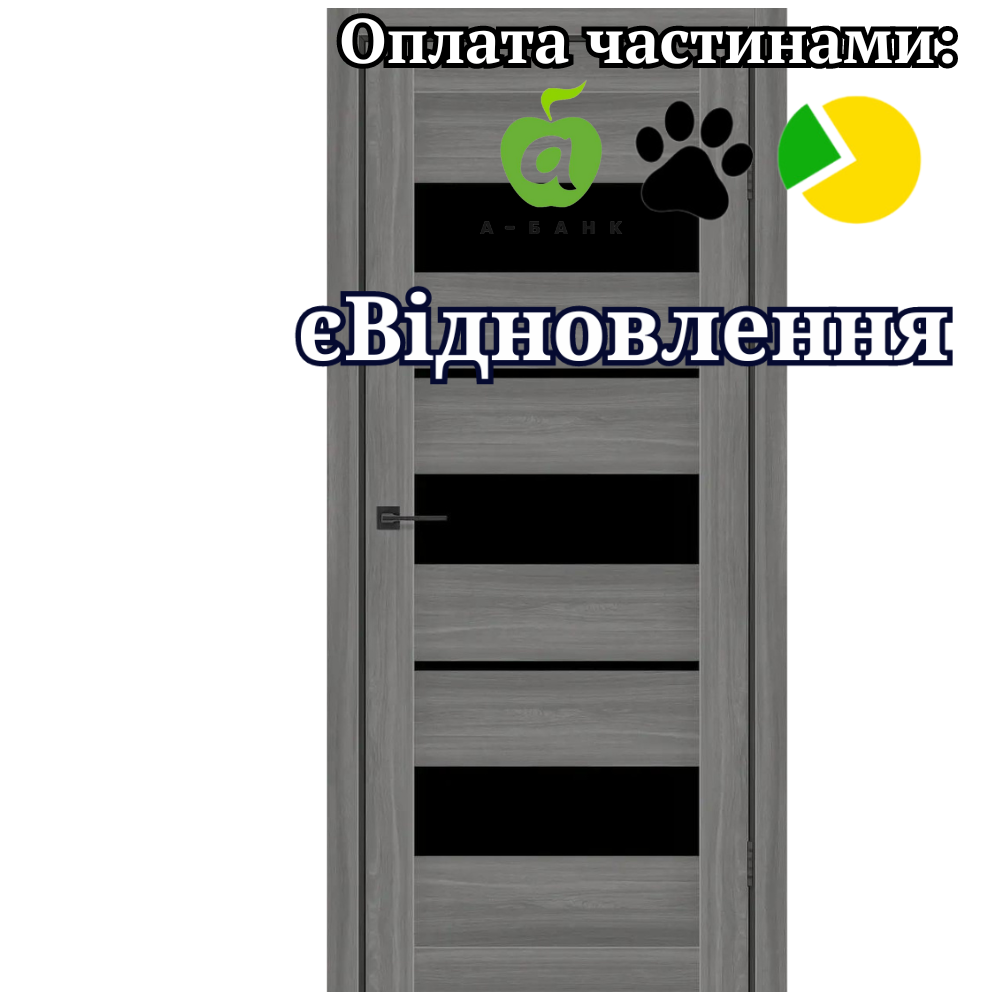Двері Flora Шимо Антик зі склом Чорний
