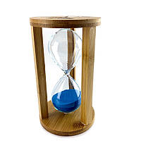 Часы песочные бамбуковые 60 мин синий песок (19х11х11 см)