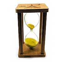 Часы песочные в бамбуке "Time is Money" желтые (20 мин)(16,5х10х10 см)
