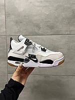 Женские кроссовки Nike Air Jordan 4 White Black бело-черные