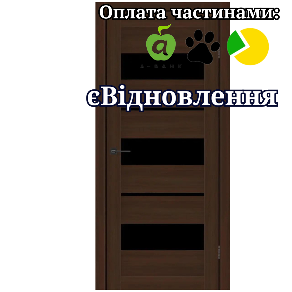Двері Flora Шимо Шоколадний зі склом Чорний