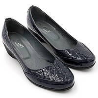 Туфлі жіночі класичні шкіряні лак на танкетці колір синій рептилія розмір 41. Polans код-(287 син.лак) 41