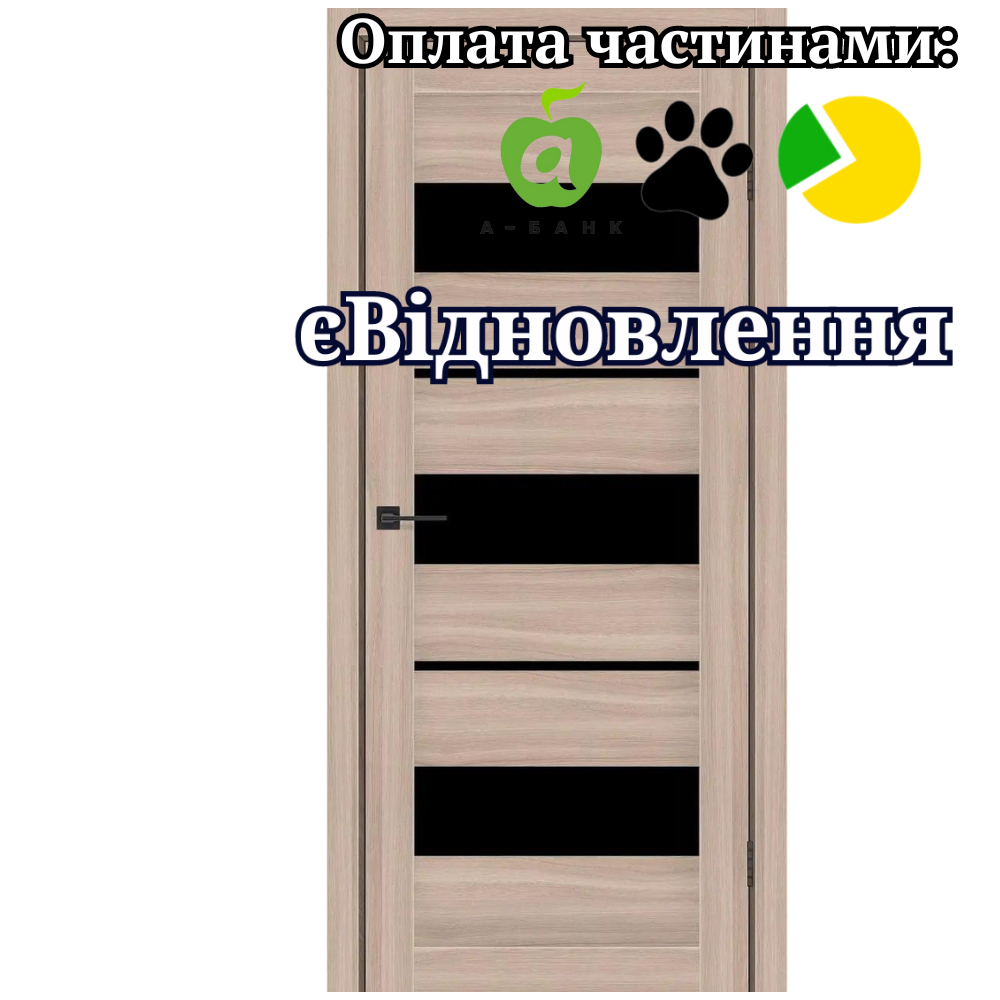 Двері Flora Шимо Міранті екошпон зі склом Чорний