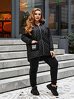 Костюм женский куртка с брюками Ткань: тринитка на флисе +плащевка лака силикон 150 Размер 50-52,54-56,58-60