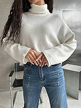 Жіночий светр із коміром красивої в'язки — чудова якість оверсайз, фото 2