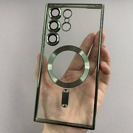 Чохол для Samsung Galaxy S24 Ultra чохол з магсейф із захистом камери на телефон самсунг с24 ультра зелений h3b, фото 1
