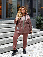 Костюм женский куртка с брюками Ткань: тринитка на флисе +плащевка лака силикон 150 Размер 50-52,54-56,58-60