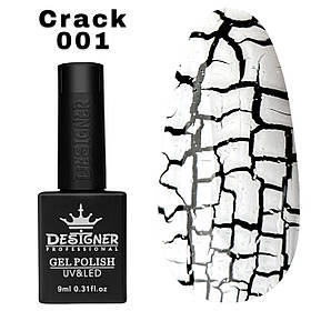 Білий гель-лак 001 (кракелюр, тріскаючий) Crack Effect Дизайнер для гель-лаку, 9 мл.
