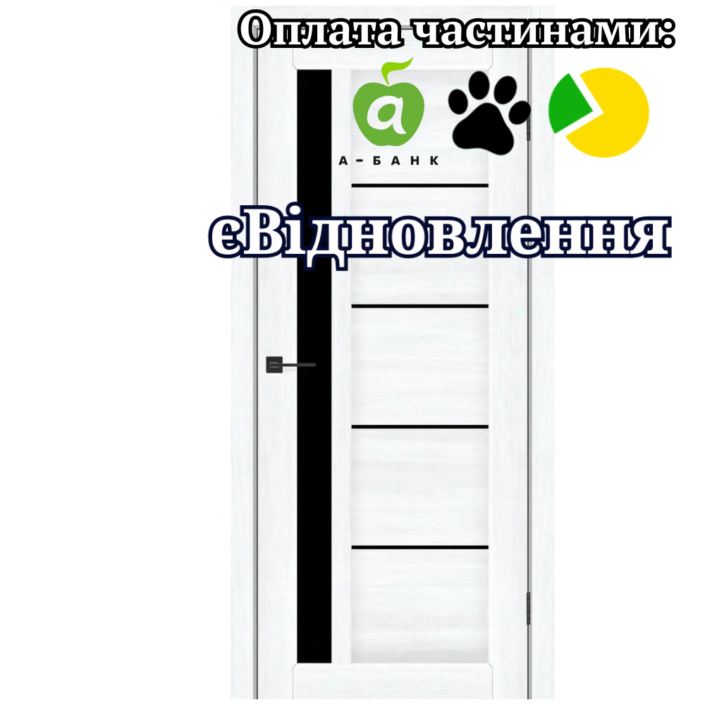 Двері Grand Альба Білий зі склом Чорний