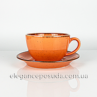 Чашка с блюдцем оранжевая Porland Seasons 207 мл 15 см