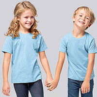 Детская футболка JHK, базовая, однотонная, для мальчика или девочки, голубая, размер 128, на 7/8 лет