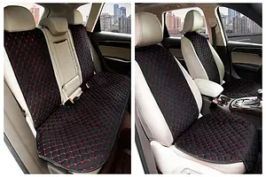 Накидки на сидушки авто комплект чорні нитка червона Decor, накидки алькантара універсальні