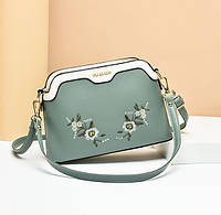 Женская мини-сумка клатч с вышивкой маленькая грусть на плечо с цветочками. Shopen Жіноча міні сумочка клатч з