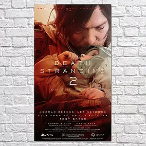 Плакат "Сем Портер Бріджес, Норман Рідус, Death Stranding 2, DS2", 107×60см