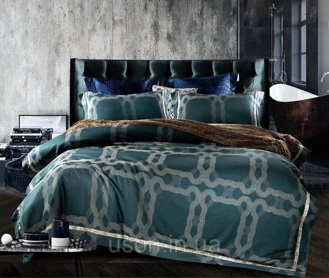 Комплект постільної білизни сатин жаккард євро Bella Villa J - 0081, фото 1