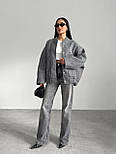 Бомбер пальто букле сірий оверсайз, фото 2