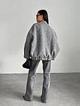 Бомбер пальто букле сірий оверсайз, фото 4