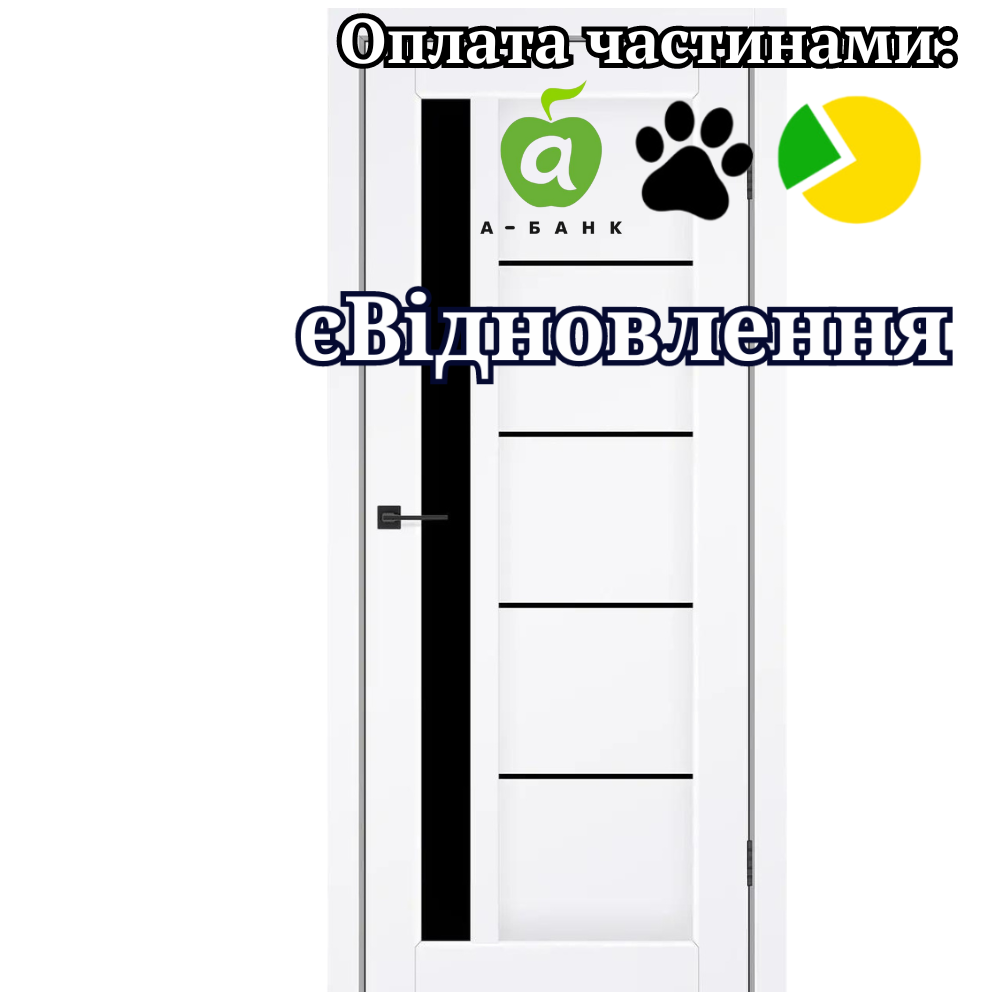 Двері Grand Білий мат PP зі склом Чорний