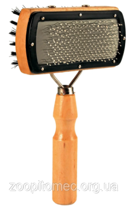 Пуходерка для собак і кішок (бамбук, метал) 12 х15 см Trixie, фото 1