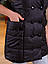 Подовжена стьобана жилетка на ґудзиках жіноча Великого розміру батал Чорна, фото 4