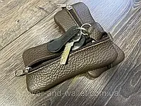 Шкіряна ключниця на дві блискавки чорного кольору MD Leather