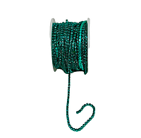 Стразовая цепь, SS 8 (ширина 2,5 мм), стразы стеклянные, отрезок 30 см, зеленый
