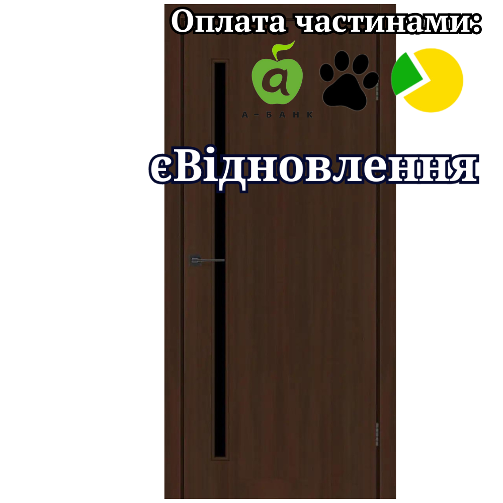 Двері LINE Glass-01 Шимо Шоколадний зі склом Чорний