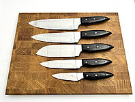 Кухонный набор ножей ручной работы «Премиальный #1» чёрная рукоять, 50х14мф/58 HRC