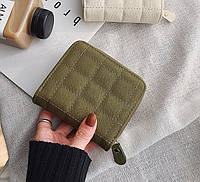 Маленький женский кошелек стеганный мини портмоне на молнии Зеленый Toyvoo Маленький жіночий гаманець