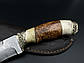Ніж ручної роботи з дамаської сталі У10А «Добувач #3» зі шкіряними піхвами, 60 HRC, фото 4