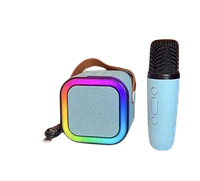 Мини-детское караоке K12 с одним беспроводным микрофоном Голубого цвета